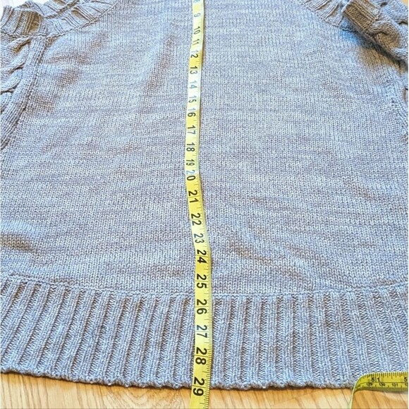 DKNY Gray Cable Knit Open Clasp Long Sleeveless Cardigan Sweater Vest Size XS - Picture 4 of 7